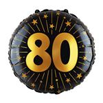 80 Jaar Helium Ballon Zwart Goud Leeg 45cm