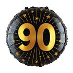 90 Jaar Helium Ballon Zwart Goud Leeg 45cm