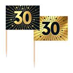 30 Jaar Cocktailprikkers Goud Zwart 50st