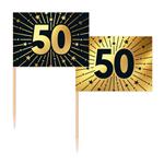 50 Jaar Cocktailprikkers Goud Zwart 50st