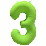 3 Jaar Cijfer Ballon Neon Groen Leeg 86cm
