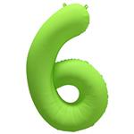 6 Jaar Cijfer Ballon Neon Groen Leeg 86cm
