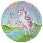 8 papieren borden unicorn 23 cm
