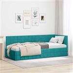 vidaXL Hoekbedframe met hoofdeinde Turquoise 80 cm x 200 cm Stof