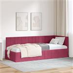 vidaXL Hoekbedframe met hoofdeinde Wijnrood 80 cm x 200 cm Stof