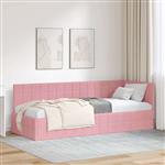 vidaXL Hoekbedframe met hoofdeinde Roze 80 cm x 200 cm Stof