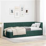 vidaXL Hoekbedframe met hoofdeinde Donkergroen 80 cm x 200 cm Stof