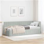 vidaXL Hoekbedframe met hoofdeinde Lichtgrijs 80 cm x 200 cm Stof