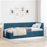 vidaXL Hoekbedframe met hoofdeinde Blauw 80 cm x 200 cm Stof