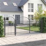 vidaXL Tuinhekgate met gebogen top Grijs 400 x 100 cm Staal
