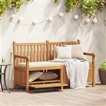 vidaXL Bank met opslag Bruin 150 x 60 x 90 cm Massief Teakhout
