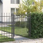 vidaXL Hekdeur met spijkers Grijs 150 x 100 cm Poedergecoat staal