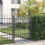 vidaXL Hekdeur met spijkers Grijs 125 x 100 cm Poedergecoat staal