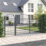 vidaXL Tuinhekgate met gebogen top Grijs 400 x 125 cm Staal