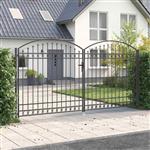 vidaXL Hekpoort met slot Grijs 301 x 224.5 cm Staal