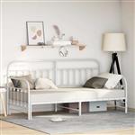 vidaXL Bedframe voor een daybed met hoofdeinde Wit 107 x 203 cm Staal