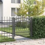 vidaXL Hekpoort met Spear Boven met slot Grijs 103 x 100 cm Staal