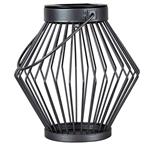 Solar LED Lantaarn Rotan 17 cm - Draadloos op zonne-energie - Grijs