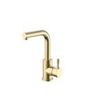 Wastafel/Keukenmengkraan BWS Sensa Rechte Uitloop Draaibaar Cold Start Hendel Geborsteld Goud PVD