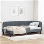 vidaXL Hoekbedframe met hoofdeinde Donkergrijs 90 x 200 cm Fluweel