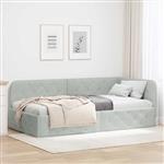 vidaXL Hoekbedframe met hoofdeinde Lichtgrijs 90 x 190 cm Fluweel