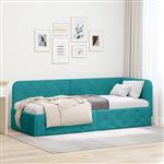 vidaXL Hoekbedframe met hoofdeinde Turquoise 80 x 200 cm Fluweel