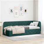 vidaXL Hoekbedframe met hoofdeinde Donkergroen 80 x 200 cm Stof