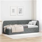 vidaXL Hoekbedframe met hoofdeinde Donkergrijs 80 x 200 cm Stof