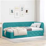 vidaXL Hoekbedframe met hoofdeinde Turquoise 90 x 200 cm Fluweel