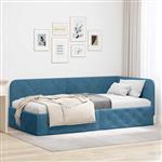 vidaXL Hoekbedframe met hoofdeinde Blauw 90 x 200 cm Fluweel