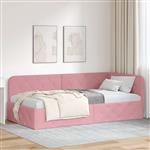 vidaXL Hoekbedframe met hoofdeinde Roze 100 x 200 cm Fluweel