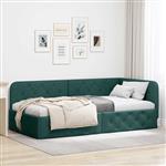 vidaXL Hoekbedframe met hoofdeinde Donkergroen 100 x 200 cm Stof