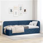 vidaXL Hoekbedframe met hoofdeinde Blauw 80 x 200 cm Stof