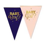 Vlaggetjes papier 6 m 20 x 30 cm - Geslachtsonthulling