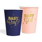 Gender Reveal Beker Blauw Roze 210ml 8st