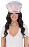 Police multicolor hat with pink ribbon, adult