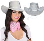 80s silver disco cowboy hat, adult