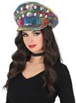 Police multicolor hat with studs, adult