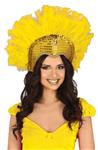 Feather headpiece geel