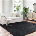 vidaXL Nep Schapenvacht Tapijt Tafalla Zwart 200 x 200 cm Polyester