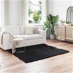 vidaXL Nep Schapenvacht Tapijt Tafalla Zwart 160 x 160 cm Polyester