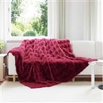 vidaXL Neppels Konijnenbont Deken 4 pcs Bordeaux Rood 220 x 240 cm