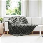 vidaXL Neppels Konijnenbont Deken 4 pcs Donkergrijs 150 x 220 cm