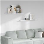 vidaXL Wandplank 2 pcs Wit Marmer 100 x 9 x 3 cm Bewerkt hout