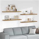 vidaXL Wandplank met opslag 4 pcs Bruin 120 x 23,5 x 4 cm Bewerkt hout