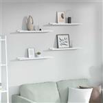 vidaXL Wandplank met plank 4 pcs Wit Marmer 60 x 9 x 3 cm Bewerkt hout