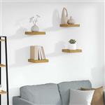 vidaXL Wandplank met opslag 4 pcs Beige 23 x 23,5 x 4 cm Bewerkt hout