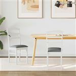 vidaXL Eetkamerstoel 2 pcs Wit en Grijs Massief Rubberhout
