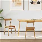 vidaXL Eetkamerstoel 2 pcs Naturel Massief Rubberhout