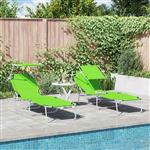 vidaXL Ligstoel 2 pcs Groen 58 x 188 x 77cm Polyester